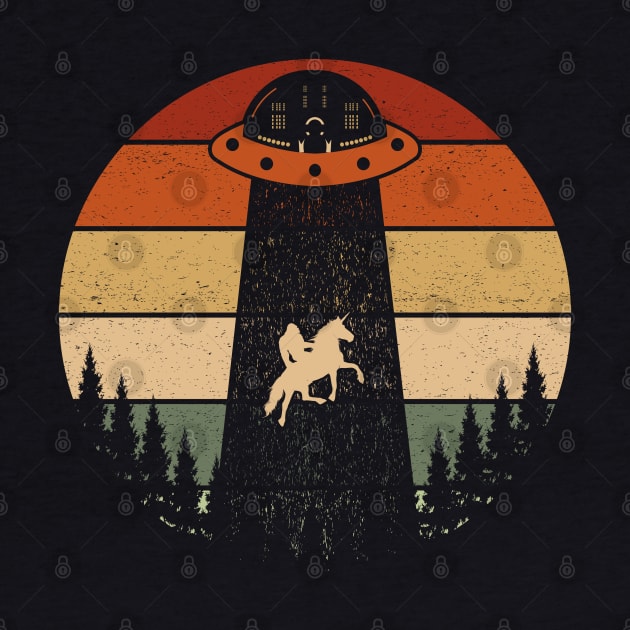 Bigfoot Ufo Abduction Sasquatch Riding A Unicorn by Tesszero